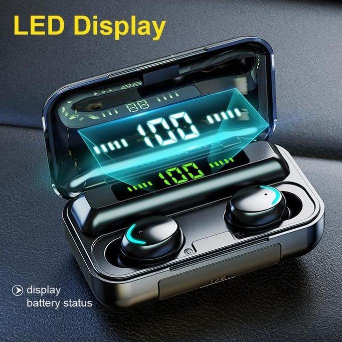 DV357 >> HEADSET BLUETOOTH TWS F9 + POWERBANK LED TRUE WIRELESS EARPHONE