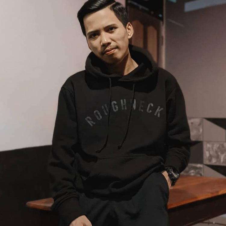 ORIGINAL JAKET HOODIE ROUGHNECK 1991 BLACK FULL LABEL UNISEX