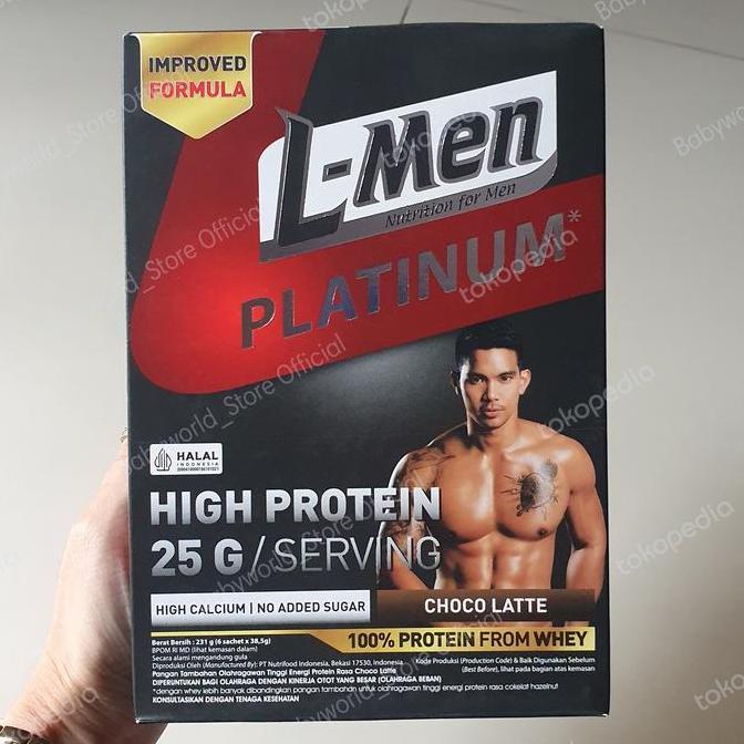 L-men PLATINUM susu nutrisi pria CHOCO LATTE COKLAT ( 6sachet ) 201gr