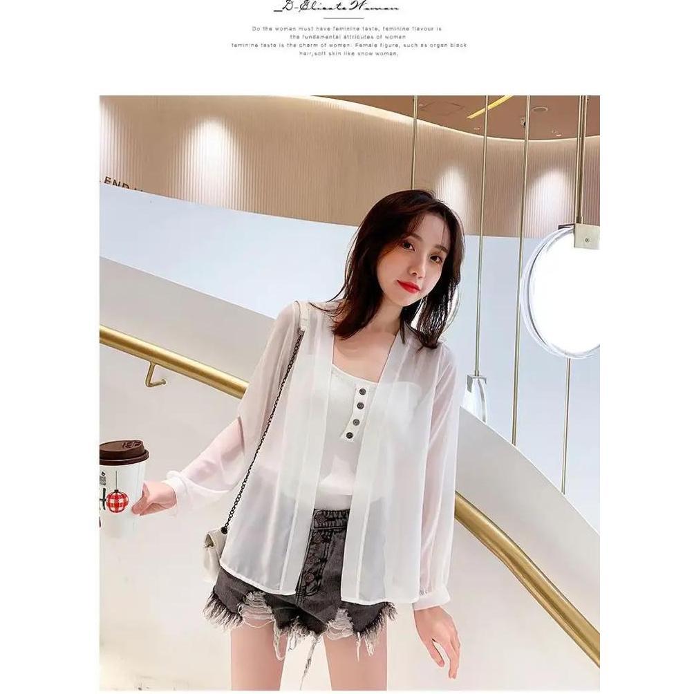 Murah Outer Transparan Korea Style / Cardigan Kasual Wanita /Outer Ceruti Lengan Panjang