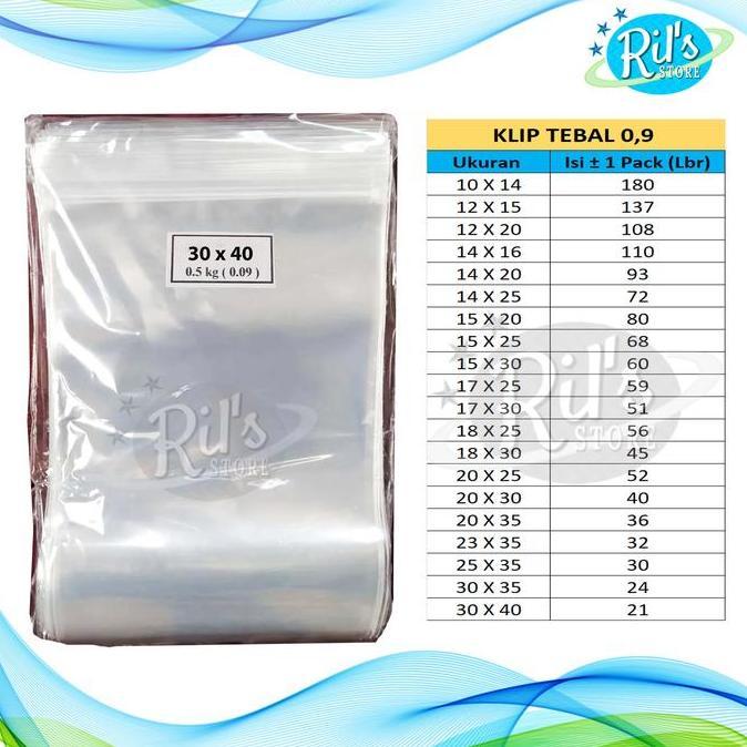 New- Klip Tebal 30X40 Cm / Pp Kaku Bening / 90 Micron / 30 X 40 Cm / Snack / Kripik / Ziplock Tebal 