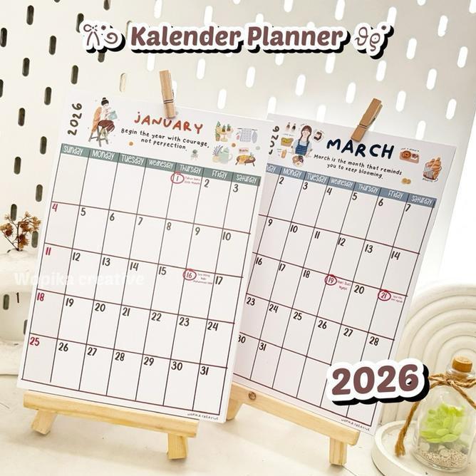 Kalender Planner 2026 Kalender Duduk Kalender Aesthetic Planner 2026 Kalender Kayu