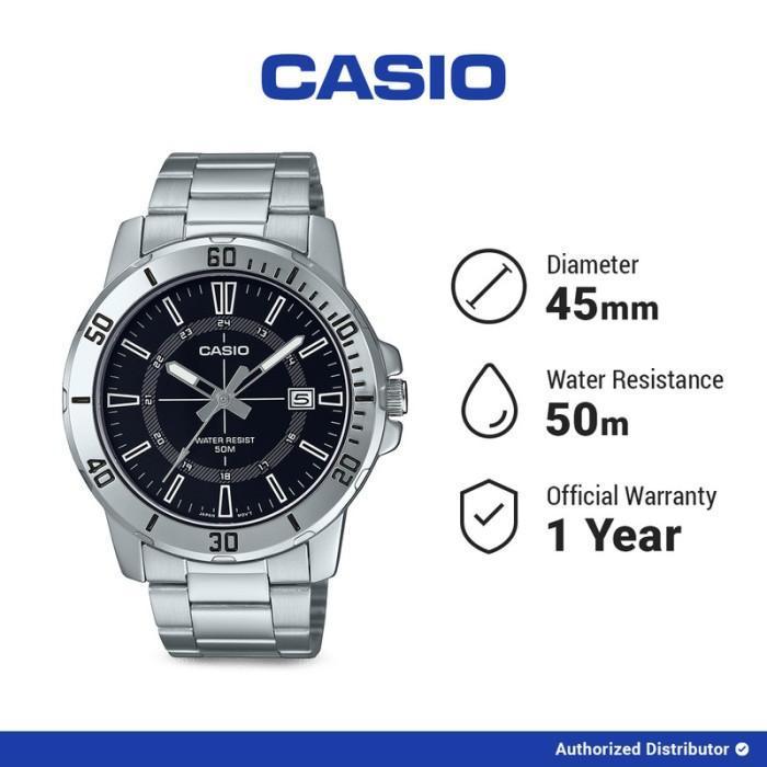 Casio Jam Tangan Pria MTP-VD01D-1CVUDF Original Analog Silver