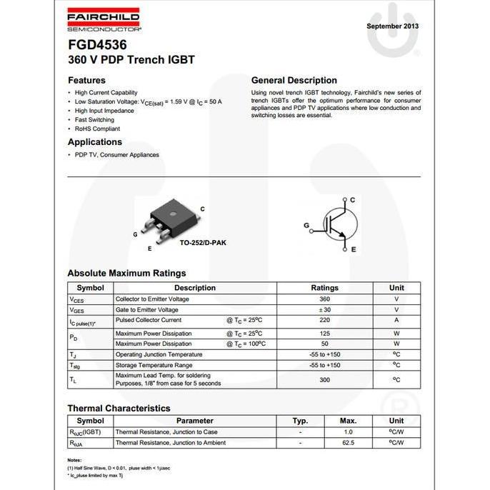 Trikikal- Original Igbt Fgd4536 4536 Smd To252