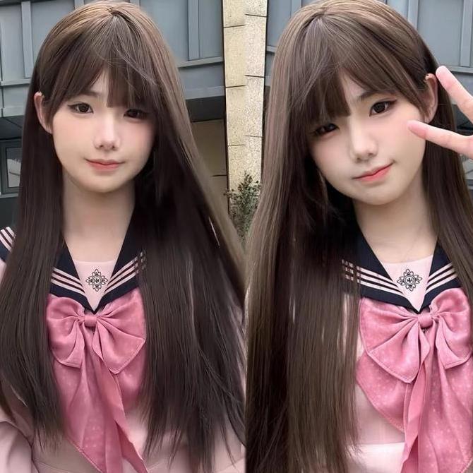 Gogopix- Wig Wanita Full Wig Rambut Wanita Kepala Rambut Palsu Wanita Korea Full Wig Korea Rambut Pa