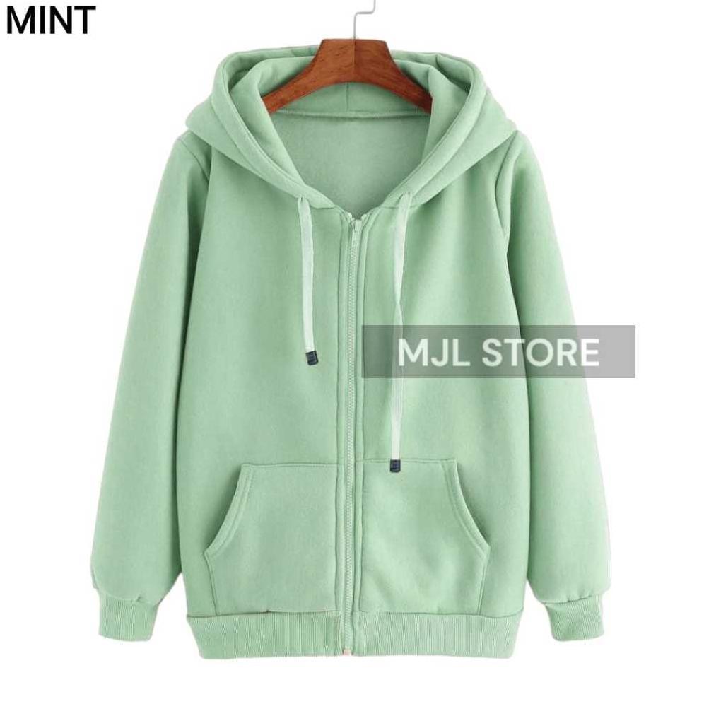 ORIGINAL JAKET ZIPPER HOODIE POLOS SWEATER RESLETING M,L,XL,XXL PRIA WANITA MINT