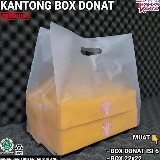 New- Kantong Plastik 30X40 Untuk Box Donat Isi 6 Box Nasi 22X22+Snack Box Mika Bulat Ct 20&22 Isi 50