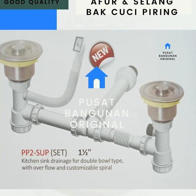 Thebest- AFUR SELANG PEMBUANGAN BAK CUCI PIRING KITCHEN SINK WASTAFEL 2 LUBANG