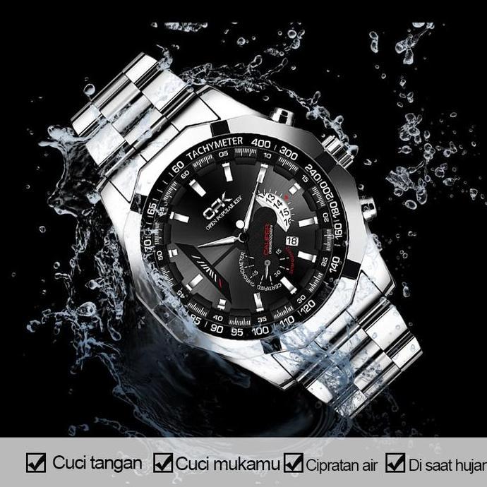 Wgwg- Opk Jam Tangan Pria Anti Air Original Rantai Analog Chain Stainless Tahan Bisnis Kuarsa New Ar