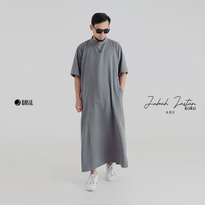 Jubah Gamis Pria Krah Koko Rosal Gamis Instan Jubah Jumbo Ikhwan Putih