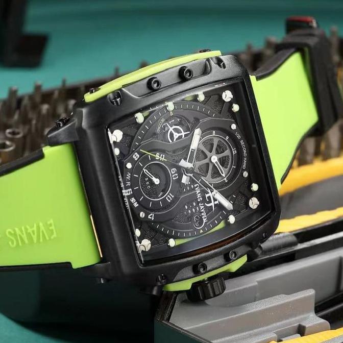 Wgwg- Evans Jayden Jam Tangan Pria 9550 Rubber Silicon Kaca Sapphire Chronograph Water Resistant 5 A