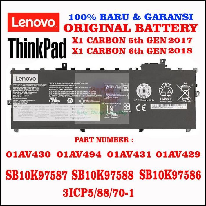 INTERNAL BATTERY BATERAI ORIGINAL LENOVO X1 THINKPAD CARBON GEN 5 6 best seller