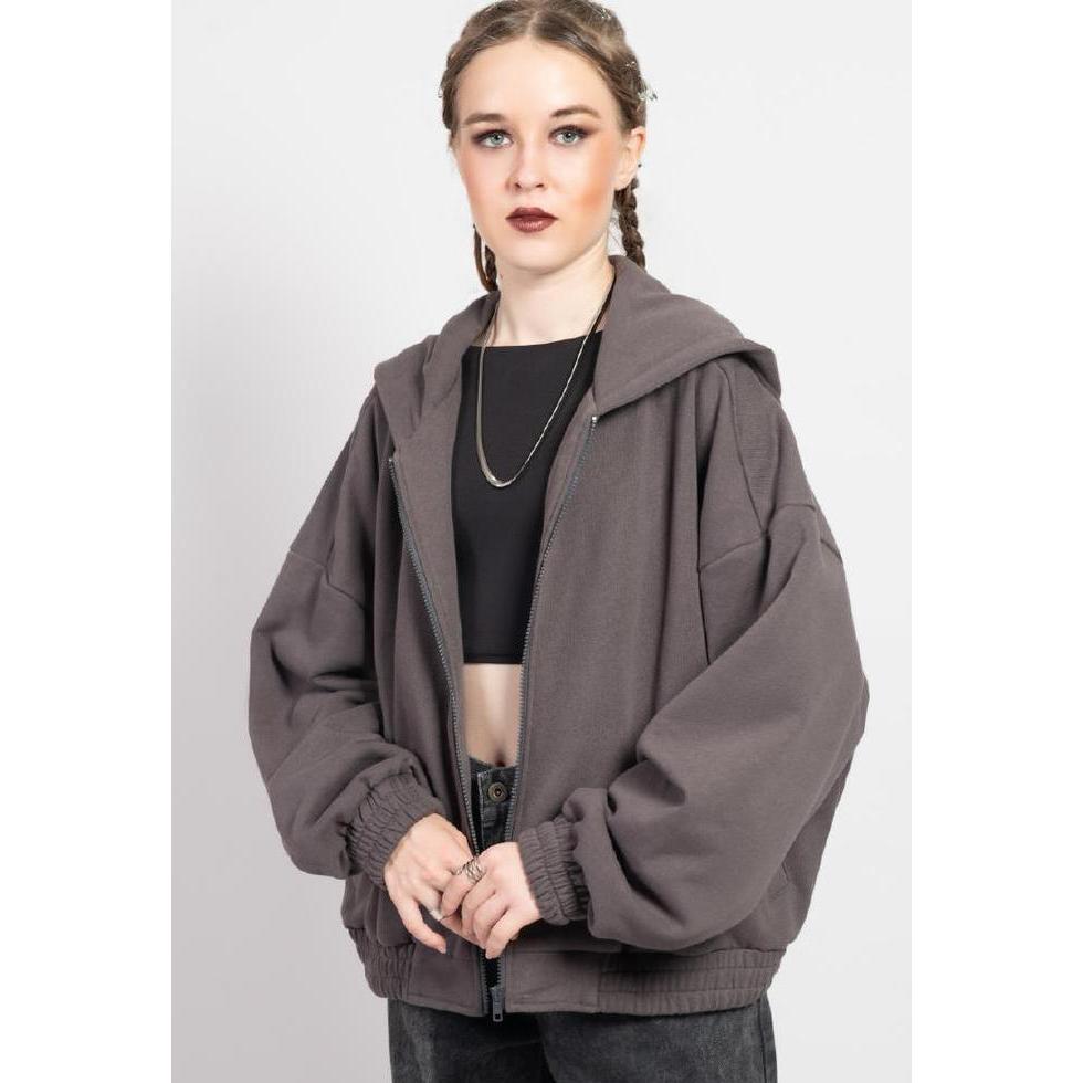 OCWA PALO ASH GREY OVERSIZED ZIPPER HOODIE
