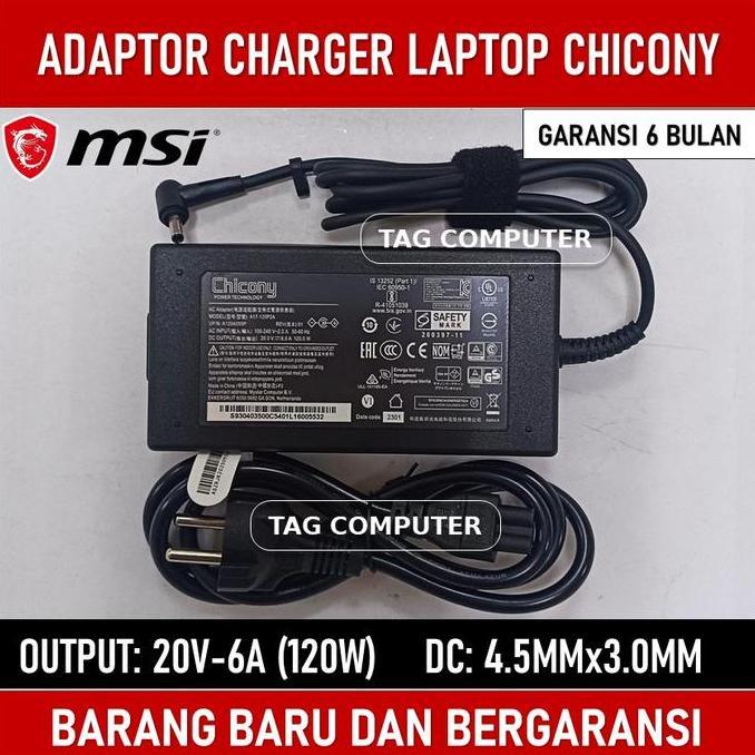 Adaptor Charger Laptop Msi Chicony A17-120P2A 20V-6A (120W) 4.5X3.0Mm Original