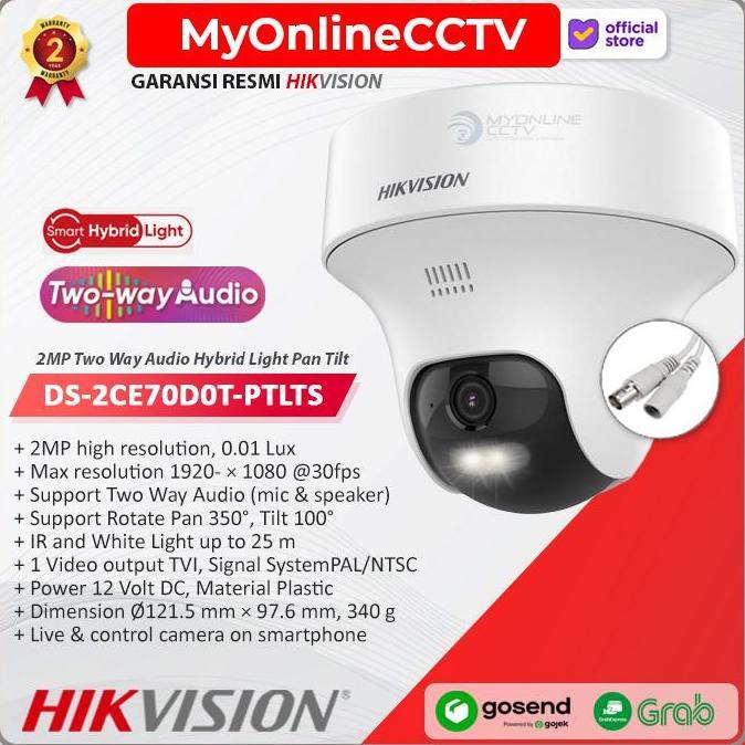 Scuritoi- Ds-2Ce70D0T-Ptlts Hikvision 2Mp Two Way Audio Pan Tilt Camera Hybrid Light Cctv Kamera Ana