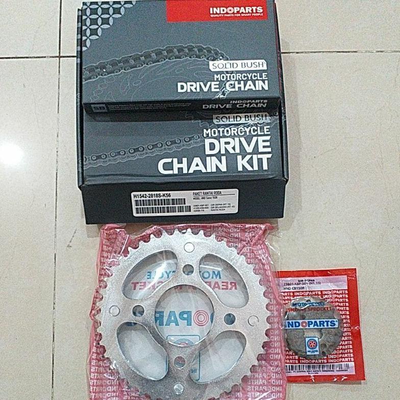 GEAR SET HONDA SONIC 150 MERK INDOPARTS / GEAR PAKET + RANTAI / H1542-2818S-K56
