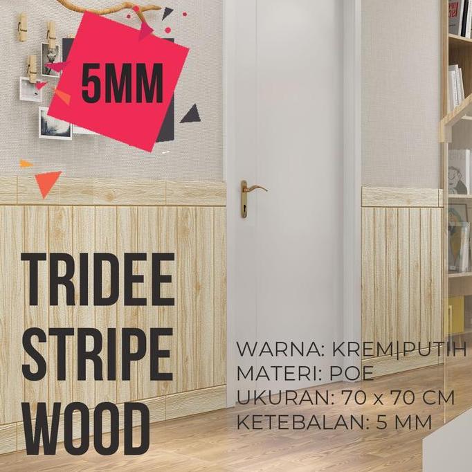 Wbex- Wallpaper Foam 3D Motif Kayu Putih | White Wood | Tridee Stripe Wood
