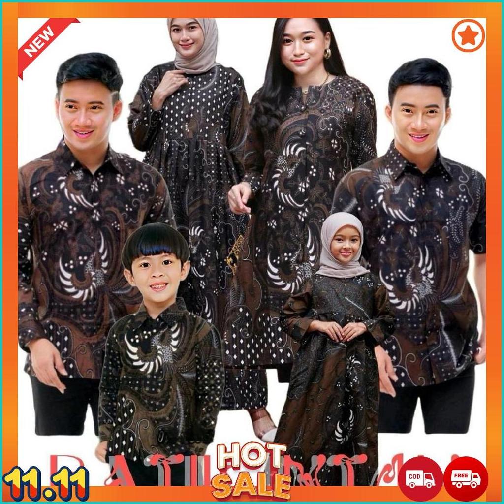 BAJU BATIK COUPLE KELUARGA GAMIS & KEMEJA SARIMBIT AYAH IBU ANAK LEBARAN KONDANGAN [J2]