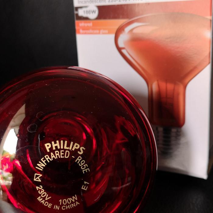 lampu infrared Philips 100w bohlam infrared Philips 100 watt