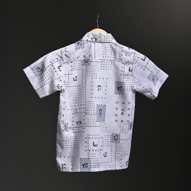 ZM Zaskia Mecca - Jazi Kemeja Koko Anak Pria - Edisi Aksara Bali | Baju Tangan Pendek Kancing Kerah