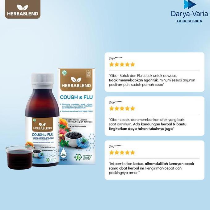 Healtiwi- Herbablend Cough & Flu (1 Botol X 100 Ml) Suplemen Kesehatan Habbatussauda | Obat Batuk He