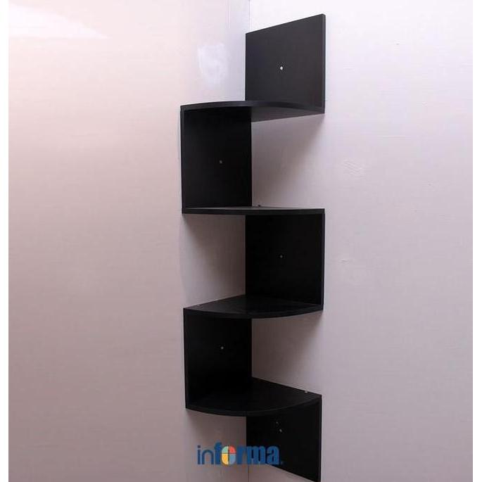 Informa Gilda Rak Dinding Sudut Hitam Ambalan Sudut Tempat Pajangan Rak Buku Gantung