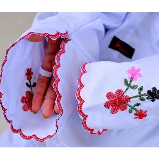 Otwkirim- Ani'Ana Official - Mukena Terusan Bordir Santri Mukena Lajuran Mukena Putih Mukena Langsun