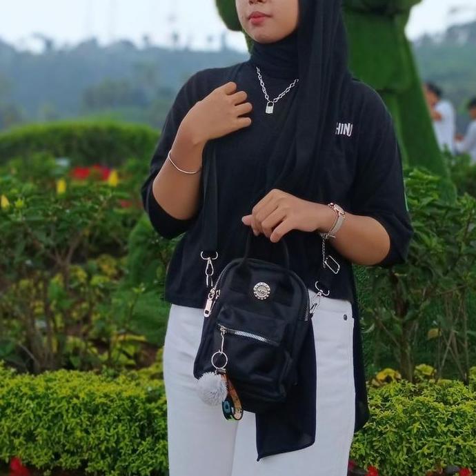 Beranigaya- Tas Wanita Korea Mini Bisa Ransel Bisa Slempang Dan Bisa Tenteng Hitam