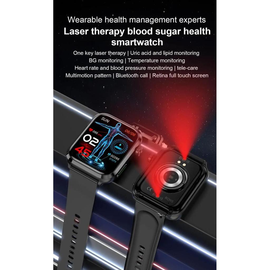 Smartwatch LASER Jam Kesehatan Diabetes Hipertensi Terapi Tensi Darah