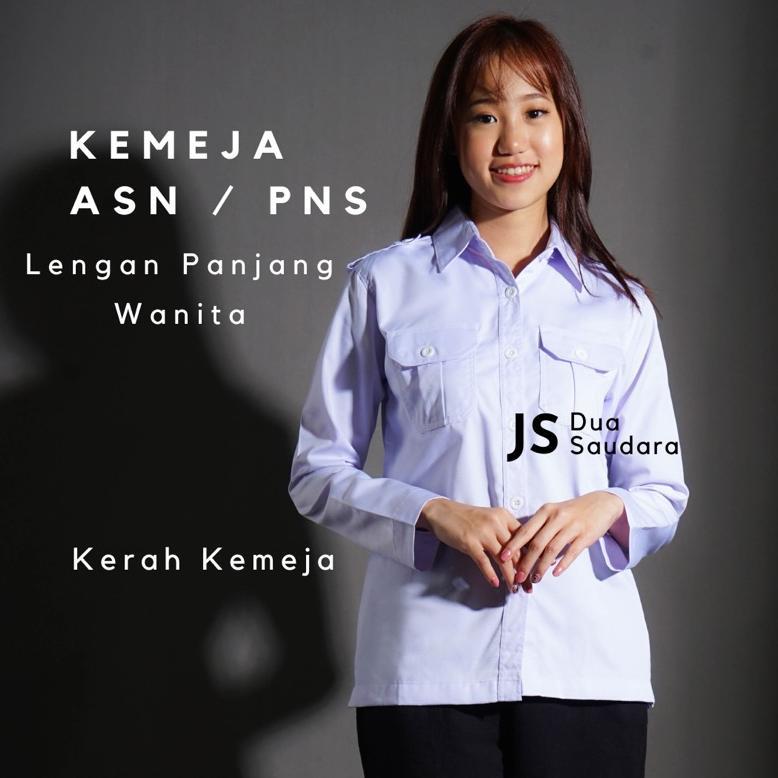 ORIGINAL KEMEJA PNS / KEMEJA ASN / BAJU DINAS WANITA LENGAN PANJANG  / BAJU DINAS PUTIH / BAJU PNS P