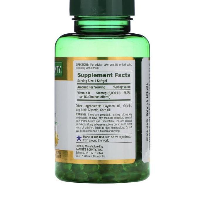 Lgsgkemas- Nature'S Bounty Vitamin D3 2000 Iu 350 Sg Nature Bounty D3 2000Iu Usa