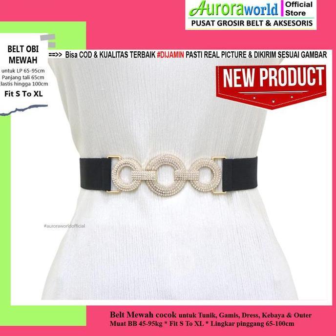 Cute- Auroraworld Belt Karet Elastis Obi Aksesoris Dress Gamis Jeans Ikat Pinggang Wanita Elegan Pen