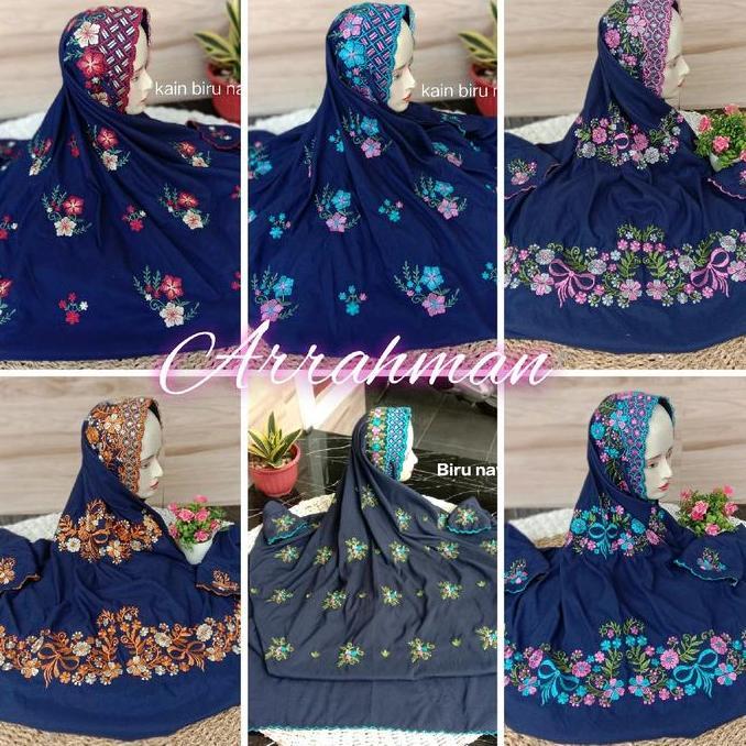 Otwkirim- Mukena Navy Terusan Motif Pitaloka - Mukena Terusan Bordir Santri Mukena Lajuran Mukena Pu