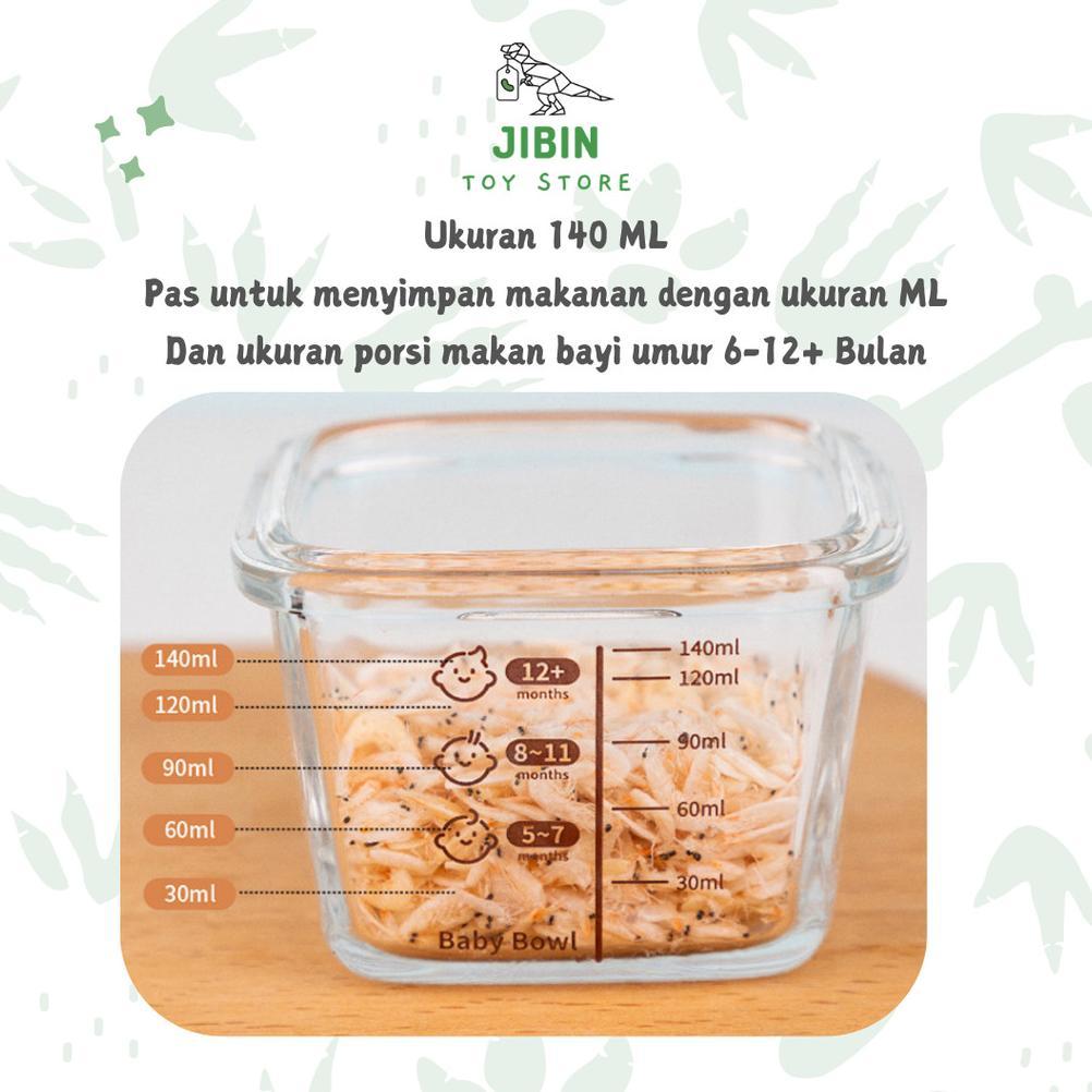 CUCI GUDANG [ JIBIN ] Tempat Mpasi Kaca 3PCS Wadah Mpasi Kaca Wadah Mpasi Tahan Panas BPA Free Food 