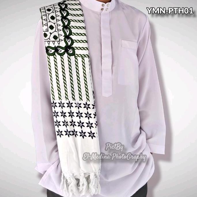 Cute- Sorban Panjang Terbaru Kashmir Ar-Rida / Serban Motif Batik Putih Rida Kasmir Motif /Surban Ha