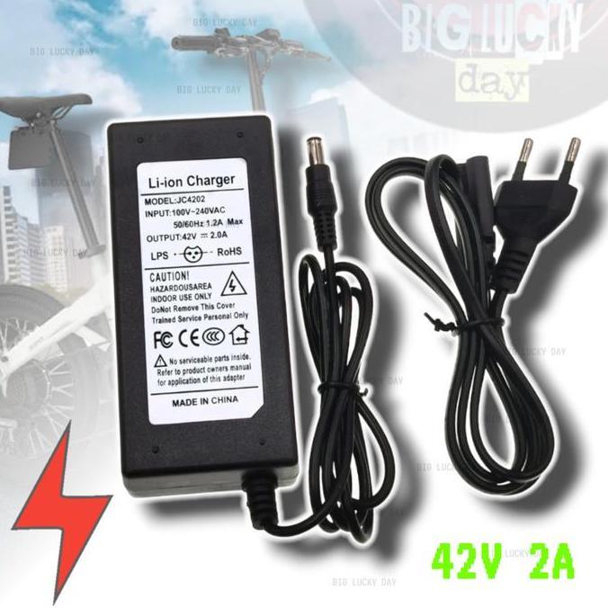 Lansungkirim- Charger 36V Lithium Output 42V 2A Scooter Listrik Cas Casan Sparepart