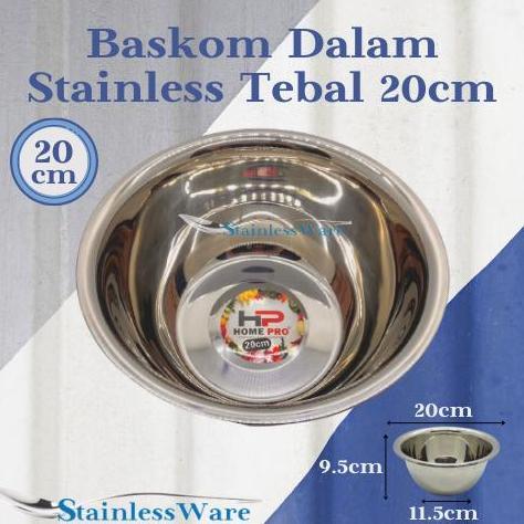 Istimewa- Baskom Dalam Stainless Tebal 20Cm / Baskom Sayur 20Cm