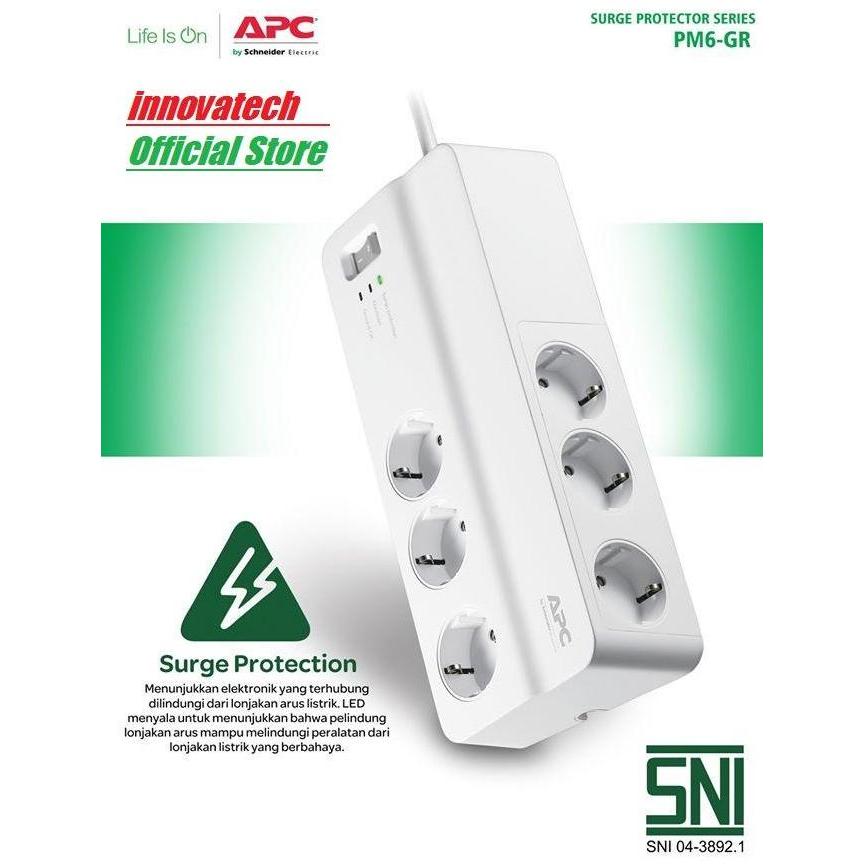 Fastrik- Apc Pm6Gr Pm6-Gr Surge Protector Stop Kontak Colokan Anti Petir