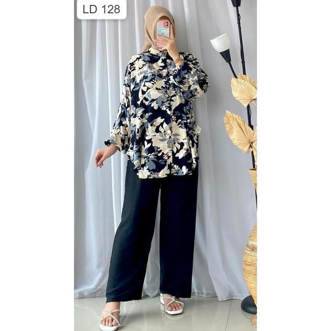 One Set Jumbo Raysha Set LD128 Setelan Kekinian Rayon Mix Crinkle