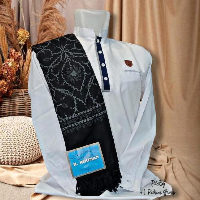 Cute- Sorban Kashmir Hitam / Sorban Santri Imamah Motif Yaman Ukuran Panjang 200Cm Lebar 120Cm Syal 