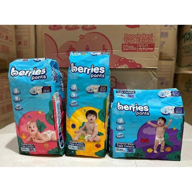 Cod,Bisa- [2 Ball] Berries Pants M34 / L30 / Xl26 Popok Bayi Tipe Celana M 34 / L 30 / Xl 26