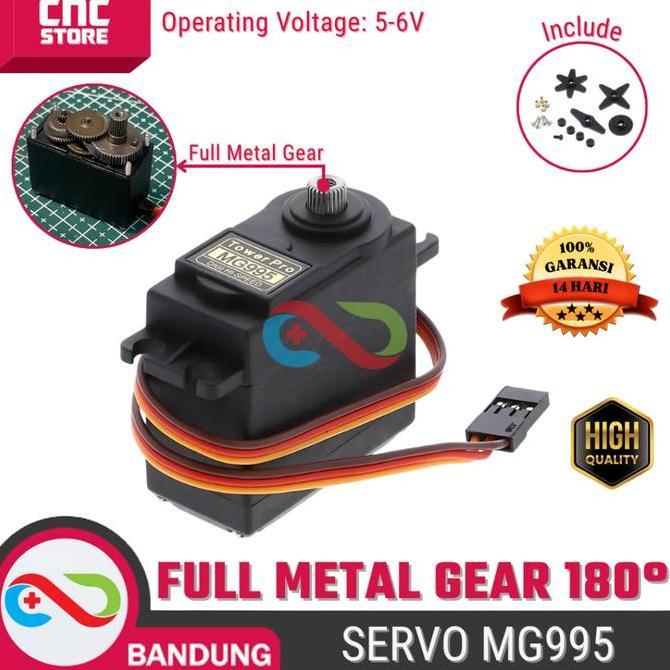 Lansungkirim- Motor Servo Mg995 Tower Pro Full Metal 180 Derajat Untuk Penggerak Dan Robotika