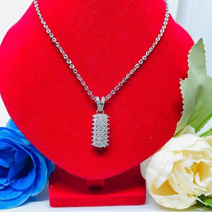 Kilaugaya- Kalung Hijab Nori Putih Titanium Panjang 60 Cm (Free Cincin) Kalung Titanium Anti Karat H