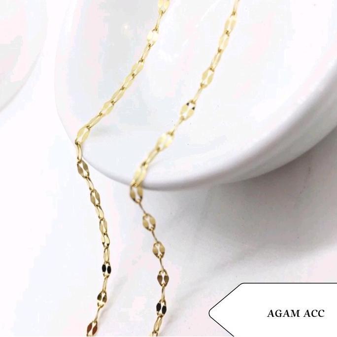 Goldsand- Kalung Titanium Model Pecah Kopi Anti Karat Pria Dan Wanita Silver Gold 45 50 Cm(K. Pecah 