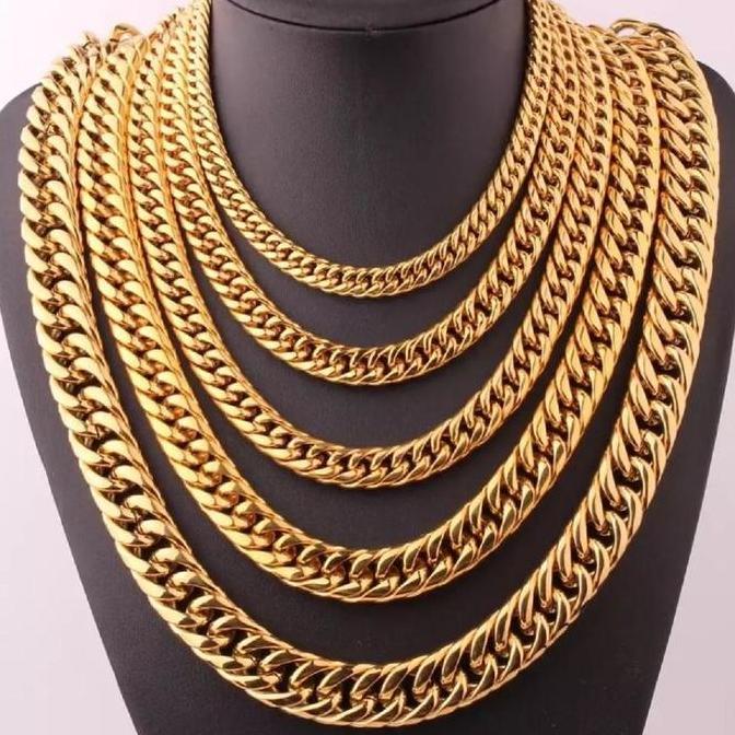 Goldsand- Kalung Pria Model Rantai Double Kuning
