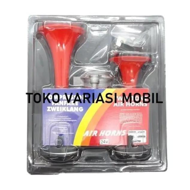 Yesss- Klakson 2 Corong Terompet Dinamo Elektrik 12V & 24V Suara Nyaring Kencang Untuk Mobil Truk Ca