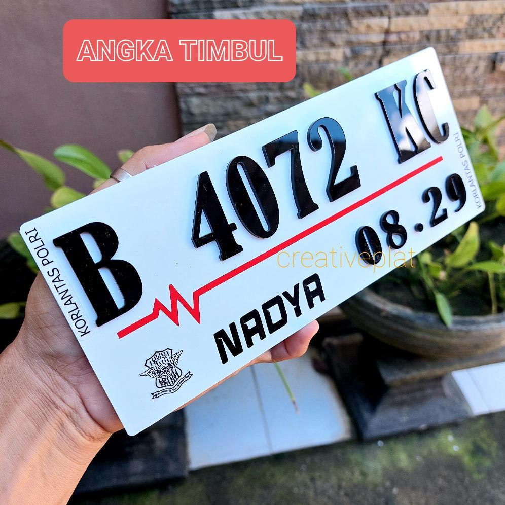Variasi Plat Nomor Motor 3D Timbul Bahan Akrilik