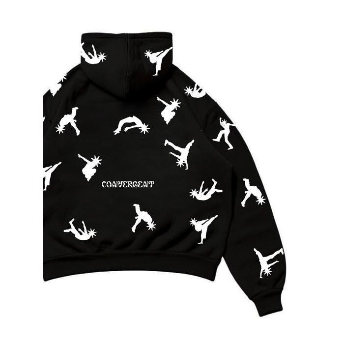 Convergent Boxy Zip Hoodie Keen -  Black Hoodie  Pria wanita unisex - M