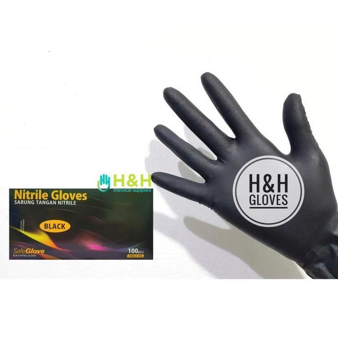 Safe Glove Nitrile Black / Safe glove Nitrile BLACK / Sarung Tangan Nitrile Examination Gloves Safe 