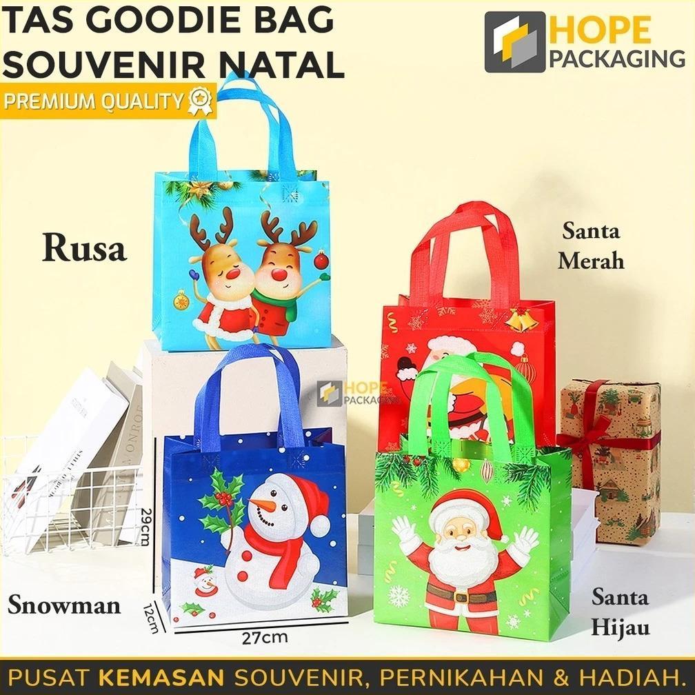 Tas Spunbond Ransel Serut Natal/ Goodie Bag Natal Anak/ Kado Hadiah Natal/ Tas Ransel Serbaguna/ Tas